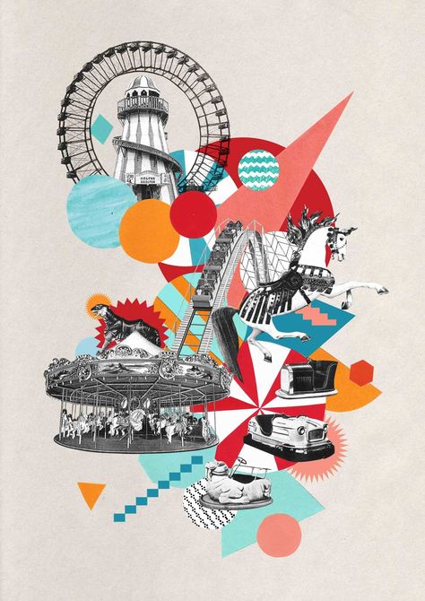 The creative force of London illustrator Ciara Phelan puts such a smile on my face. Her style is warm and friendly with a splash of retro and looking across the colourful thumbnails on her landingp… Collage Inspiration, Type Illustration, Contemporary Illustration, Collage Ideas, Collage Illustration, Collage Design, Collage Mixed Media, 판타지 아트, Paper Sculpture