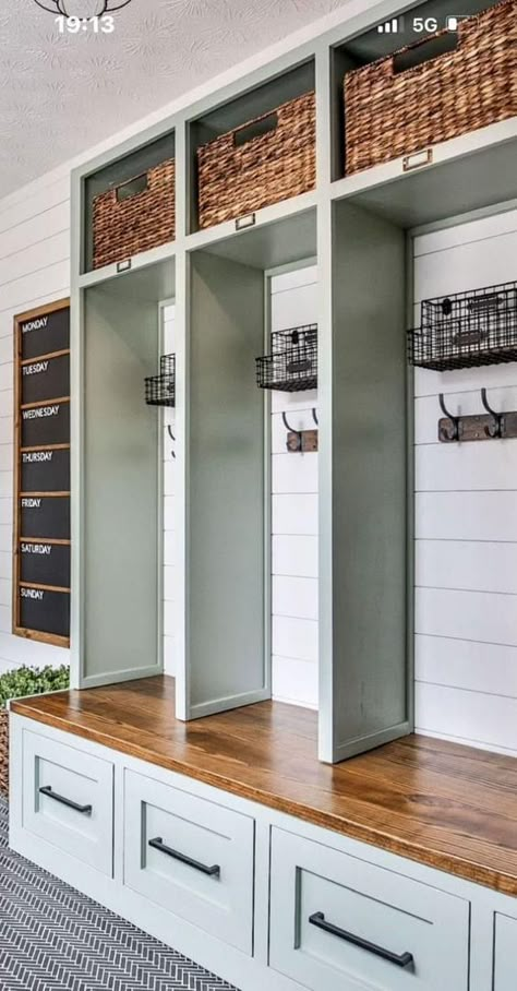 Breezeway Organization Ideas, Locker Room Entry Way, Laundry Room Plus Mud Room, Laundry Room Mud Room Half Bath Combo, Laundry Room Ideas Top Loader Layout With Sink, Mud Locker Ideas, Breezeway Storage Ideas, Open Locker Mudroom, Laundry Room Design Front Loaders On Pedestals