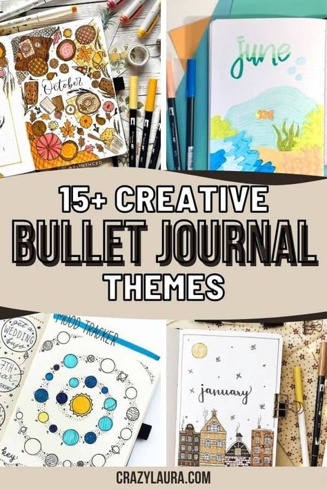 15+ Creative Bullet Journal Themes to For Your Planning Passion Weather Bujo Tracker, Themes For Journaling, Bujo Aesthetic Ideas, Bujo Patterns, Book Journal Themes, May Bujo Theme Ideas, Easy Bujo Themes, Bujo First Page Ideas, March Bujo Theme