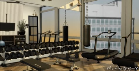 Gym Build Bloxburg, Bloxburg Gym Layout Ideas, Gym In Bloxburg, Penthouse Apartment Bloxburg, Bloxburg At Home Gym, Bloxburg Gym Ideas Modern, Gym Room Bloxburg, Bloxburg Gym Exterior, Bloxburg Ballet Studio