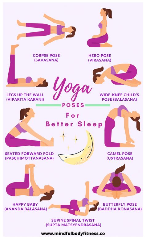 Yoga For Better Sleep, Yoga Poses For Sleep, Night Yoga, Wall Yoga, Best Yoga Poses, Bedtime Yoga, Corpse Pose, Camel Pose, Ways To Sleep