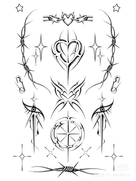 Heart Cybersigil, Futuristic Tattoos, Chrome Tattoo, Grunge Tattoo, Sigil Tattoo, Kawaii Tattoo, Creepy Tattoos, Pretty Tattoos For Women, Spooky Tattoos