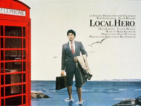 Local Hero poster - Local Hero, written by Bill Forsyth, is a fantastic advert for Scotland and particularly the village of Pennan Burt Lancaster, Film Club, Phone Box, Local Hero, Movies Of All Time, Comedy Drama, Oil Company, Film Posters, Film Tv