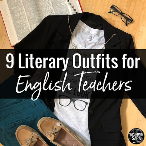 9 Literary Outfits for English Teachers | SECONDARY SARA School Tshirt Outfit Teacher, Summer Outfits For Work Teacher, English Teacher Style, Cool High School Teacher Outfits, Secondary School Teacher Outfits, Poetry Reading Outfit, Monday Teacher Outfit, Secondary School Teacher Outfits Uk, Teacher Shirt Outfit