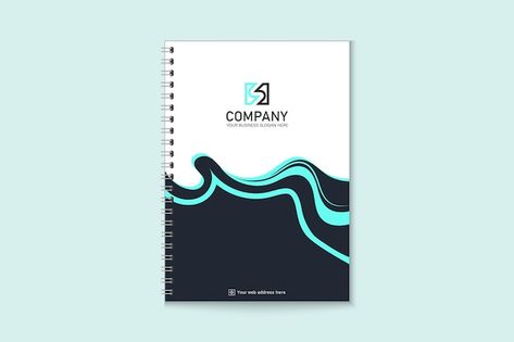 Notebook cover design for corporate your... | Premium Vector #Freepik #vector #spiral-book #spiral-mockup #spiral-notebook #note-book Corporate Notebook Cover Design, Corporate Notebooks, Wave Graphic, Business Slogans, Notebook Cover Design, Logo Psd, Technology Icon, Note Book, Card Banner