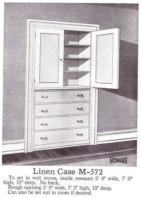 Kitbashed built-in linen closet – The Den of Slack Linen Closet Shelves, Small Linen Closets, Bedroom Built Ins, Built In Cabinet, Linen Closet Organization, Tv Wall Mount, Craftsman Bungalow, Build A Closet, Linen Cabinet