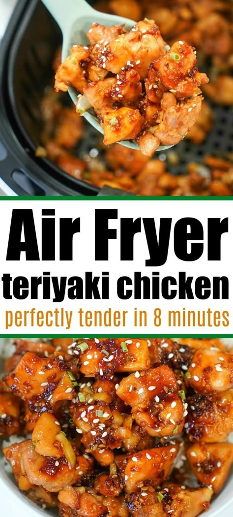 Air Fryer Teriyaki Chicken, Teriyaki Chicken Thighs, Easy Teriyaki Chicken, Teriyaki Recipe, Best Air Fryer Recipes, Chicken Tenderloin Recipes, Chicken Teriyaki Recipe, Chicken Chunks, Air Fryer Meals