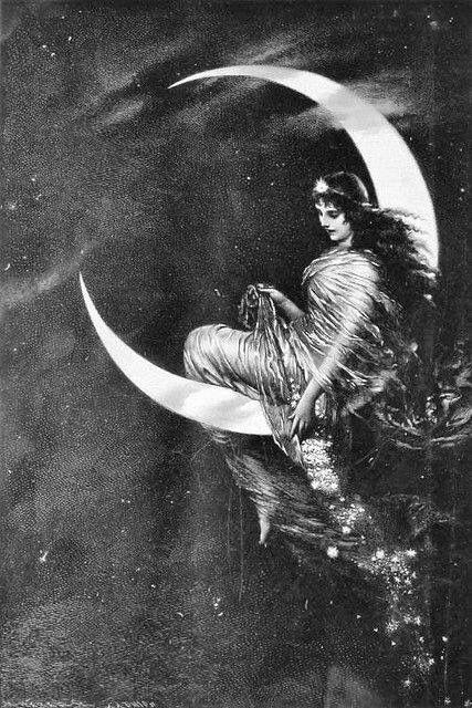 Woman sitting on the Moon art Sitting On The Moon, Blowing In The Wind, Paper Moon, Vintage Printable, Sun Moon Stars, Moon Goddess, Witchy Woman, On The Moon, Moon Art