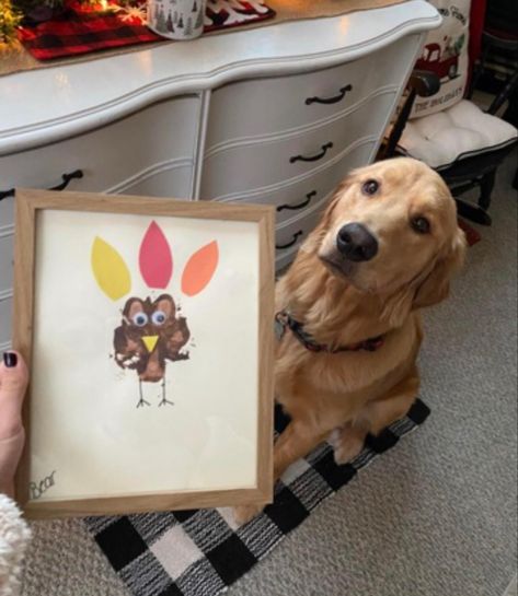 Paw Print Thanksgiving, Dog Paw Print Craft Fall, Christmas Pawprint Art, Dog Print Halloween Craft, Art Projects With Dogs, Fall Dog Painting, Thanksgiving Dog Paw Art, Thanksgiving Paw Print Art, Dog Halloween Arts And Crafts