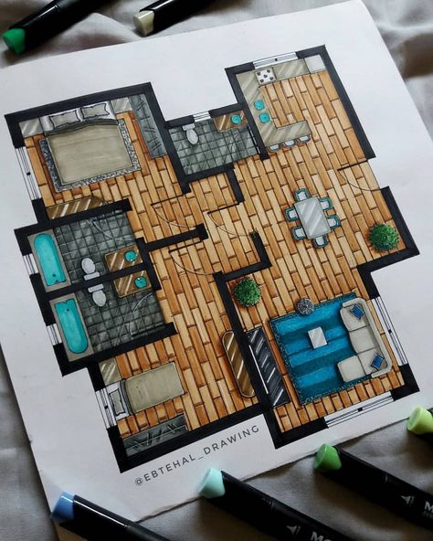 Layout Rendering, Markers Drawing Architecture, Sketching Architecture, Interior Architecture Sketch, Architecture Symbols, Home Bedroom Ideas, Interior Design Sketchbook, Furniture Design Sketches, Architecture Drawing Sketchbooks