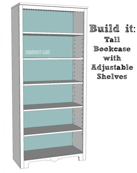 Bookshelf Woodworking Plans, Bookcase Plans, Tall Bookshelf, Bookshelf Plans, Tall Bookshelves, Bookcase Diy, Tall Bookcase, Simple Woodworking Plans, Book Cases