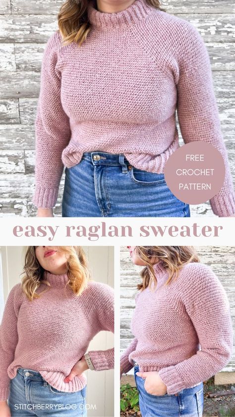 Jumper Dress Crochet Pattern, Crochet Jumper Pattern Women, Bulky Yarn Crochet Sweater Pattern Free, Free Top Down Crochet Sweater Patterns, Easy Crochet Raglan Sweater, Worsted Weight Crochet Sweater Pattern Free, Slouchy Crochet Sweater Pattern, Beginner Sweater Crochet, Single Crochet Sweater Pattern Free