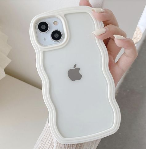 UEEBAI Wave Frame Clear Case for iPhone 13/iPhone 14 Curly Clear Phone Case, Cute Wavy Phone Case for Girl Slim Fit Shockproof Phone Cover Bumper Soft Pretty Case for Women - White Iphone Lens, Minimalist Iphone, Pretty Iphone Cases, Iphone 10, Curly Waves, Stylish Phone Case, Aesthetic Phone Case, Clear Phone Case, Cute Cases