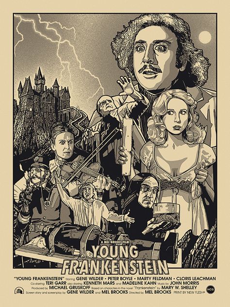 Young Frankenstein - New Flesh ---- Young Frankenstein Poster, Young Frankenstein Movie, Young Frankenstein, Classic Films Posters, Film Posters Art, Film Horror, I Love Cinema, Universal Monsters, Classic Monsters