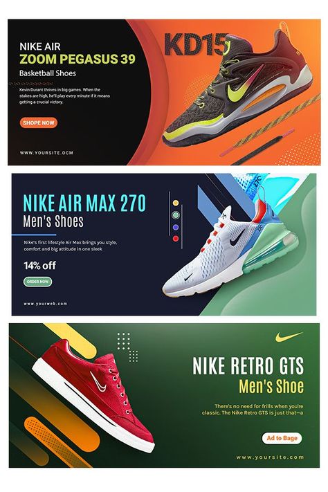 Shoes Banner Design, Nike Banner, Banner Design Website, Shoes Banner, Nike Poster, Social Media Banner Design, Website Banner Design, Nike Retro, Graphic Design Fashion