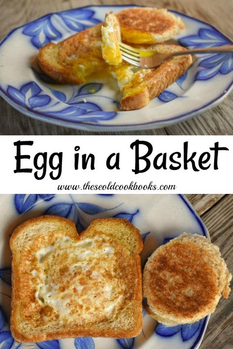 Egg In A Basket, Fried Egg Recipes, Eggs In A Basket, Toad In The Hole, Old Cookbooks, British Dishes, Healthy Recipes Easy Snacks, Toasted Bread, Deviled Eggs Recipe