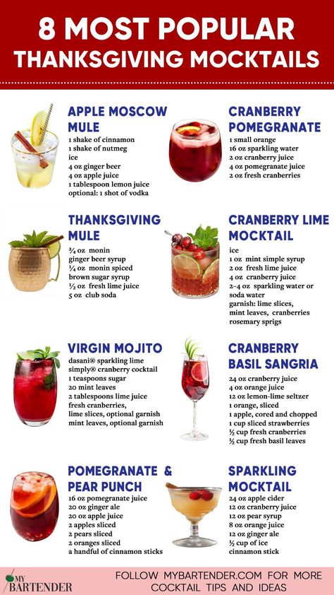 Thanksgiving Recipes Drinks, Thanksgiving Menu Ideas Traditional, Mint Simple Syrup, Traditional Thanksgiving Menu, Alcohol Free Drinks, Thanksgiving Drinks, Thanksgiving Cocktails, Traditional Thanksgiving, Drink Recipes Nonalcoholic