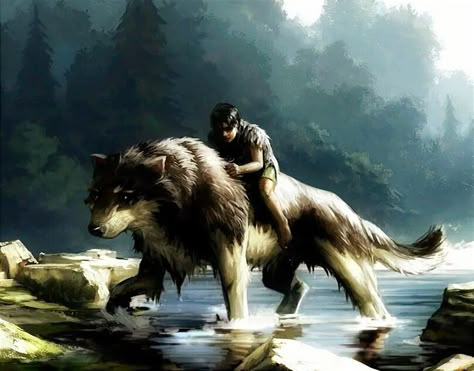 Riding Dog Fantasy Art, Wolf Mount, Wolf Rider, Wolf People, Twilight Wolf, Magical Animals, Canine Drawing, Wolf Artwork, Fantasy Wolf