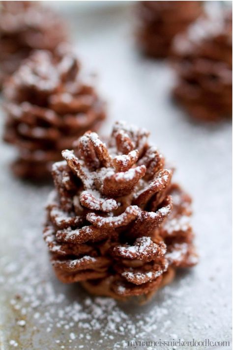 Edible Chocolate Pinecones Chocolate Pinecones, Jul Kaka, Christmas Sweets, Christmas Cooking, Christmas Snacks, Christmas Goodies, Snickerdoodles, Noel Christmas, Holiday Desserts