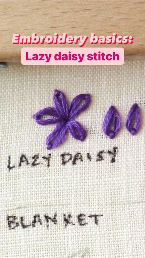 Learn how to do a lazy daisy stitch by following my easy video tutorial. The lazy daisy stitch is great for embroidering flowers, leaves, and raindrops. Anything with a teardrop shape is perfect for this embroidery stitch. Daisy Embroidery Pattern Simple, How Do You Embroider Flowers, How To Do Lazy Daisy Stitch, Embroidered Simple Flower, Simple Flower Stitch, How To Cross Stitch Flowers, Hand Stitch Flowers, Embroidery Lazy Daisy Tutorial, How To Sew Flowers Embroidery