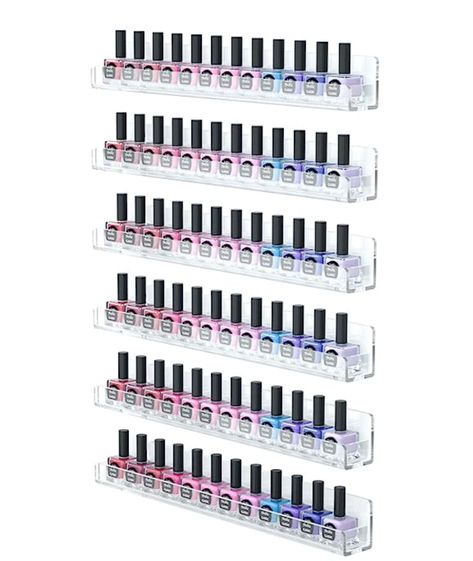 Easy to install! Great addition to nail room/suite🥰 Nail Shed, Home Nail Salon Ideas, Diy Household Items, Nail Polish Wall, Nail Rack, Nail Polish Wall Rack, Frame Shelves, Acrylic Paint Bottles, Nail Polish Gift Set