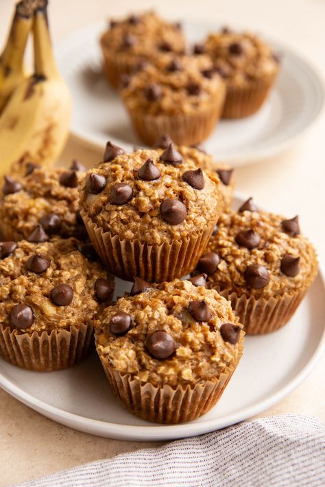 Healthy flourless banana oatmeal muffins made with wholesome ingredients. A healthy muffin recipe that is dairy-free, refined sugar-free, and easy to make.