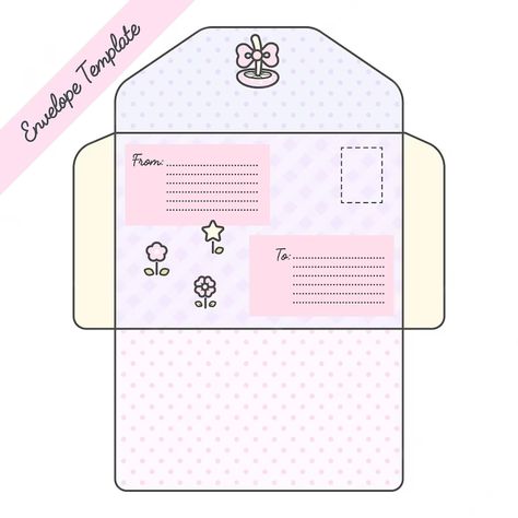 Cute Box Paper Craft, Cute Envelopes Template, Envolpes Template, Kpop Envelope Template, Art And Craft Template, Cute Envelope Printable, Paper Envelope Template, Envelope Patterns Templates, Cute Envelopes Printable