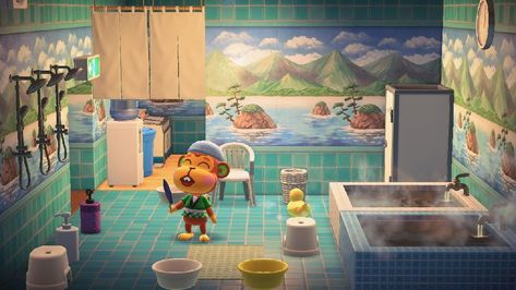 pocket_island's post | Nookea Acnh Japanese Bathhouse, Acnh Bathhouse, Acnh Onsen, Acnh Japanese, Japanese Bath, I Hate It Here, Animals Crossing, Animal Crossing Inspiration, Animal Crossing Villagers