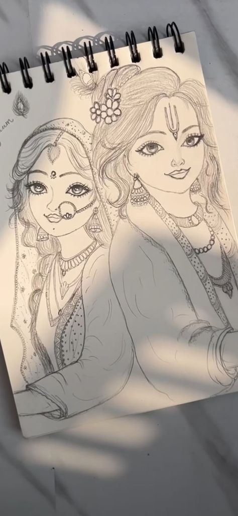 Radhakrishnan Drawing Easy, Radhakrishna Pencil Drawing, Many Drawings In One Paper, Radhe Krishna Drawing Sketch, Radha Krishna Craft, Creative Sketches Ideas Pencil, Radha Krishna Pencil Art, Radhe Krishna Painting Canvas Easy, Radha Krishna Pencil Sketch Easy