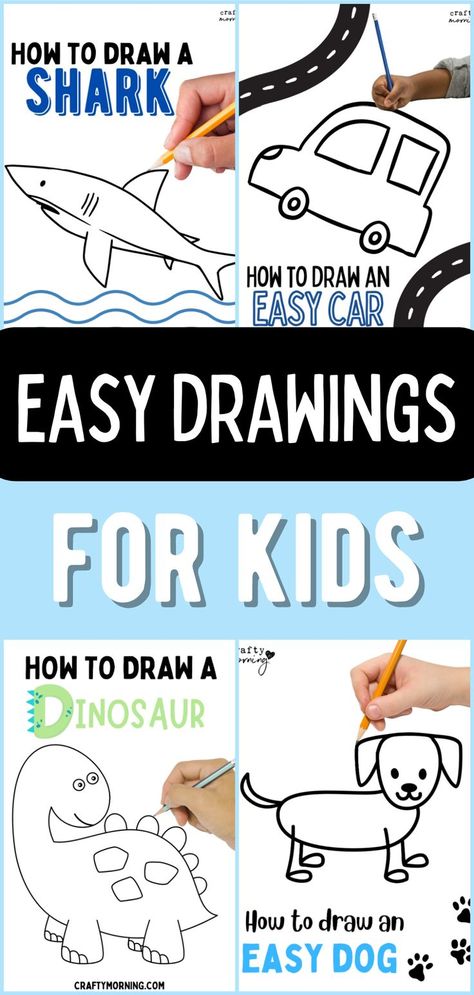 kids drawing tutorials Quick Drawing Tutorial, Directive Drawing For Kindergarten, Super Easy Doodles To Draw, Easy Pictures To Draw For Kids, Step By Step Drawing For Kindergarten, How To Teach Drawing To Kids, Kids How To Draw Step By Step, Kids Step By Step Drawing, Drawing For 5 Yrs Old