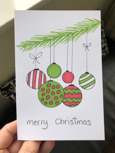 Homemade Christmas Card Ideas Drawing, Easy Christmas Designs To Draw, Simple Hand Drawn Christmas Cards, Christmas Cards Homemade Handmade, Water Colour Christmas Cards Ideas Easy, Hand Drawn Christmas Card Ideas, Easy Handmade Christmas Cards Ideas, Easy Christmas Card Drawings, Cute Christmas Card Ideas Diy