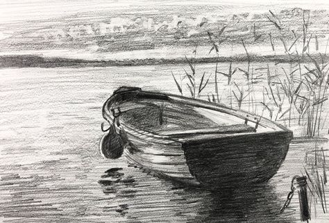 Boat Sketch, Boat Tattoo, Boat Drawing, Gallery Artwork, Drawing Exercises, Boat Art, Sketch A Day, Urban Sketchers, Pencil Art Drawings