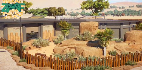 Planet Zoo Fennec Fox Habitat, Planet Zoo Workshop, Planet Zoo Steam Workshop, Outdoor Cafeteria, Fox Habitat, Zoo Buildings, Planet Zoo Habitat Ideas, Exhibits Design, Bat Habitat