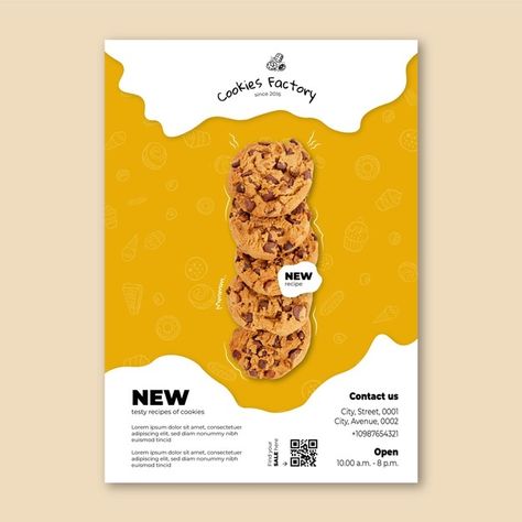 Cookies poster template | Free Vector #Freepik #freevector #poster #food #bakery #sweet Bakery Promotion Poster, Sweets Poster Design, Sweet Poster Design, Cookie Poster Design, Bakery Poster Design Ideas, Poster Food Design Ideas, Cookies Poster Design, Food Poster Design Layout, Food Poster Design Ideas