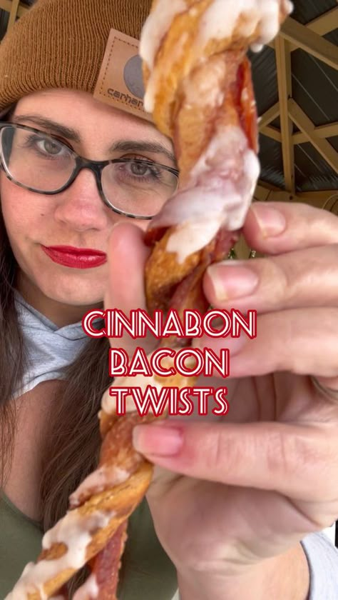 Cinnabon Bacon Twists. Cinnamon Bun Bacon Twists. Bacon Twist Recipe, Bacon Twists, Bacon Cinnamon Rolls, Tater Tot Recipes, Pillsbury Cinnamon Rolls, Bacon Roll, Make Bacon, Holidays 2023, Cinnamon Twists