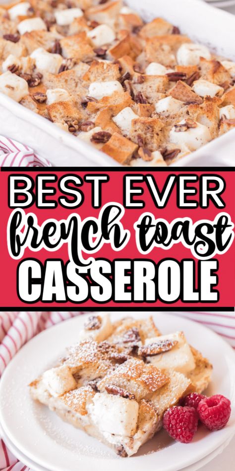 Oven French Toast Casserole, Easy French Toast Casserole, Casserole With Cream Cheese, Oven French Toast, Oven Baked French Toast, Crunchy Breakfast, Make Ahead French Toast, Easy French Toast Bake, French Toast Bake Overnight