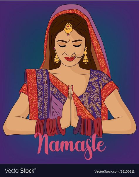 Namaste Illustration, Namaste Images, Drawing Rangoli, Marriage Art, Happy Dussehra Wallpapers, Bride Cartoon, Namaste Hands, Dussehra Wallpapers, Graphic Wedding Invitations