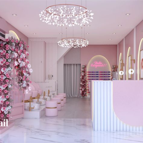 Here is Studio58 expanding its borders.
This entrepreneur invited is to design this new Nail Salon in New Jersey.
The idea was to create a kid friendly space just for woman. Pink Nail Studio Ideas, Pink Nail Salon Ideas, Beauty Store Interior, Luxury Nail Salon Interior Design, Pink Hair Salon, Nail Shop Decor Ideas, Beauty Salon Aesthetic, Luxury Spa Design, Salon Decor Studio