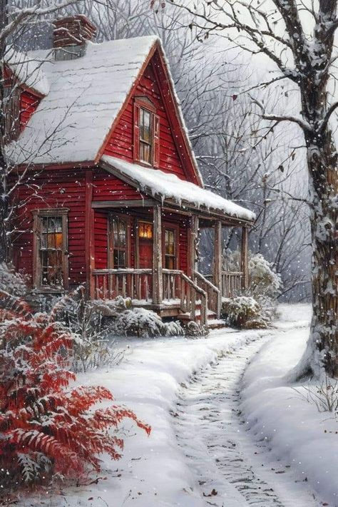 Snowy Escape, Winter Scene Paintings, Beautiful Winter Pictures, Terry Redlin, Winter Christmas Scenes, Beautiful Winter Scenes, Winter Things, Christmas Landscape, Be Curious