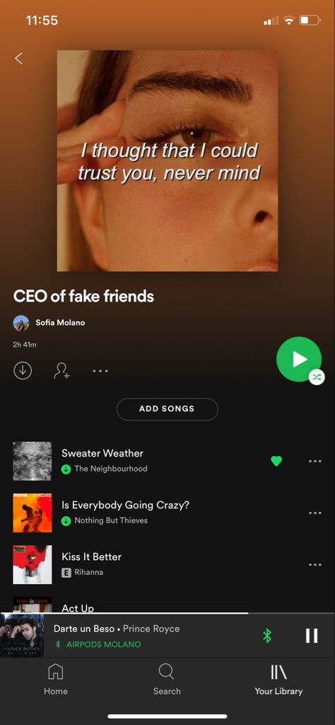 Songs About Fake Friends Playlist, Friends To Lovers Playlist, In My Feelings Playlist Apple Music, Rnb Love Songs Playlists, R&b Spotify Playlist, Nothing But Thieves, Best Kisses, Fake Friends, Spotify Playlist