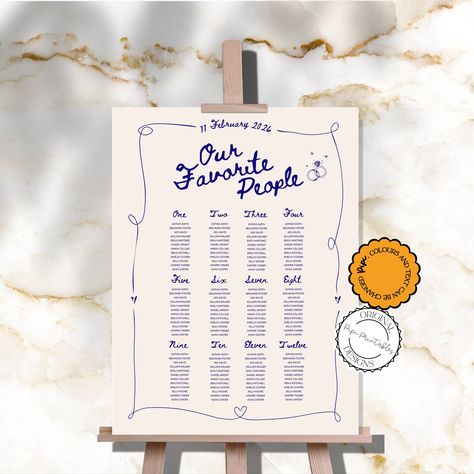 Wedding Seating Chart Template Hand Drawn Trendy Scribble Illustrations Blue Guest Seating Plan Handwritten Reception Sign Illustrated 067 by PipiPrintables on Etsy Hand Written Seating Chart, Handwritten Letter Seating Chart, Scribble Illustration, Handwritten Table Plan, Hand Drawn Wedding Invitations Illustration, Hand Drawn Menu Wedding, Wedding Seating Chart Template, Reception Signage, Reception Sign