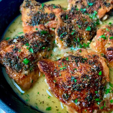 Crispy Herb Braised Chicken Thighs Drumstick Chicken Recipes Air Fryer, Chicken Recipes Air Fryer, Drumstick Chicken Recipes, Drumstick Chicken, Favorite Chicken Recipes, Braised Chicken Recipes, Silver Palate Cookbook, Chicken Marbella, Braised Chicken Thighs