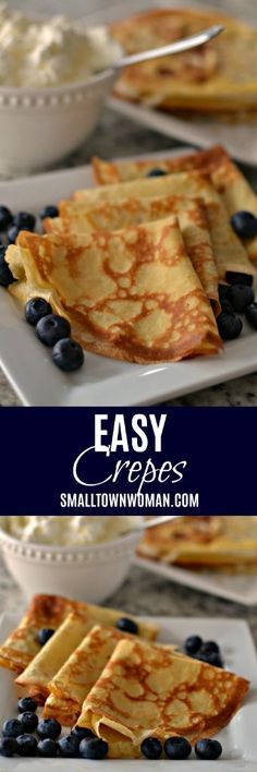 Blintzes | Breakfast | Crepes | Easy Crepes | How to Make Crepes | Small Town Woman #crepes #blendercrepes #smalltownwoman Crepes Blender, Crepes Easy, Crêpe Recipe, Dessert Crepes, Easy Crepe Recipe, Small Town Woman, Blender Food, Breakfast Crepes, Crepes Recipe