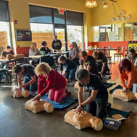 We’re proud to announce that recently some of our volunteers and staff completed training in First Aid, CPR, and AED emergency medical services. Thank you to Hands on CPR Training for spending the afternoon with us and providing an excellent class to our team! We are looking forward to many more trainings in the future and continuing to offer more classes to our volunteers. ⛑️❤️ Medical Volunteer, Camp Nurse, First Aid Cpr, Soul Kitchen, Cpr Training, Emergency Medical Services, Visual Board, Cpr, Medical Services