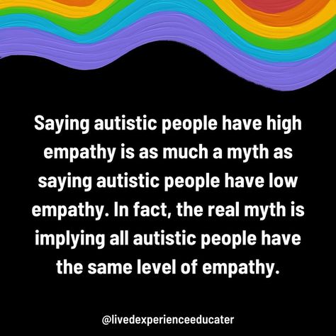 Sonny Jane Wise on Instagram: “Can we stop saying Autistic people having low empathy is a myth? Saying autistic people have high empathy is as much a myth as saying…” Low Empathy, Anti Romantic, A Good Person, Good Person, Not Interested, Bad Person, A Bad, No Way, Different Types