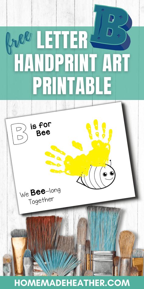 Free Letter B Handprint Art Printable Letter B Handprint, Letter Identification Worksheets, Preschool Letter B, Letter B Activities, Handprint Art Printable, Printable Letter Templates, Abc Art, Homeschool Preschool Activities, Letter Identification