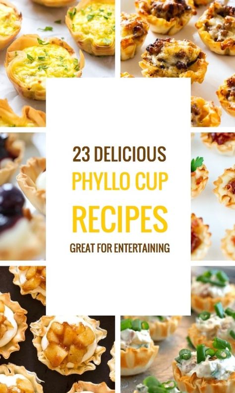 Breakfast Phyllo Cups, Phyllo Cup Recipes, Phyllo Appetizers, Philo Dough, Phyllo Shells, Cup Recipes, Phyllo Dough Recipes, Phyllo Recipes, Group Recipes