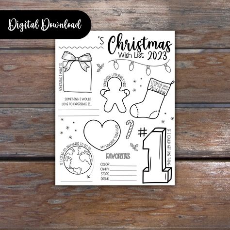 Printable Christmas Wish List Activity Sheet - Festive Fun for Kids Christmas List Template, Kids Christmas List, Christmas Jello, Christmas Jello Shots, Easy Christmas Treats, Christmas Homescreen, Festive Crafts, Christmas Activity, Coloring Supplies