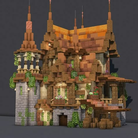 @SixerFTW on Instagram: “Medieval fantasy manor house. Inspired by talented @itata_25_ . Love their tower design. Become my patreon and get to download schematic…” Minecraft Medieval House With Tower, Bloxburg Woodland Mansion, Fantasy Manor House, Mid Evil Minecraft Builds, Minecraft House With Tower, Minecraft Fantasy Tower, Minecraft Large House, Minecraft Tower House, Minecraft Manor