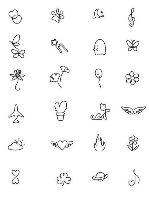 Small Simple Line Art Tattoos, Designing A Sleeve Tattoo, Mini Easy Tattoo Ideas, Cute Tato Simple, Flash Art Tattoo Simple Cute, Simple Small Cute Tattoos, Sketches Small Doodles, Tattoo Kecil Simple, Really Small Tattoos Simple